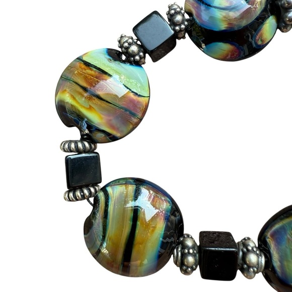 Mique Sterling Silver 925 Glass Beaded Bracelet Artisan Design - Picture 5 of 16